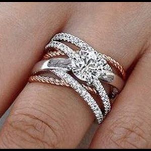 Silver Crisscross Band Ring-  Size 8